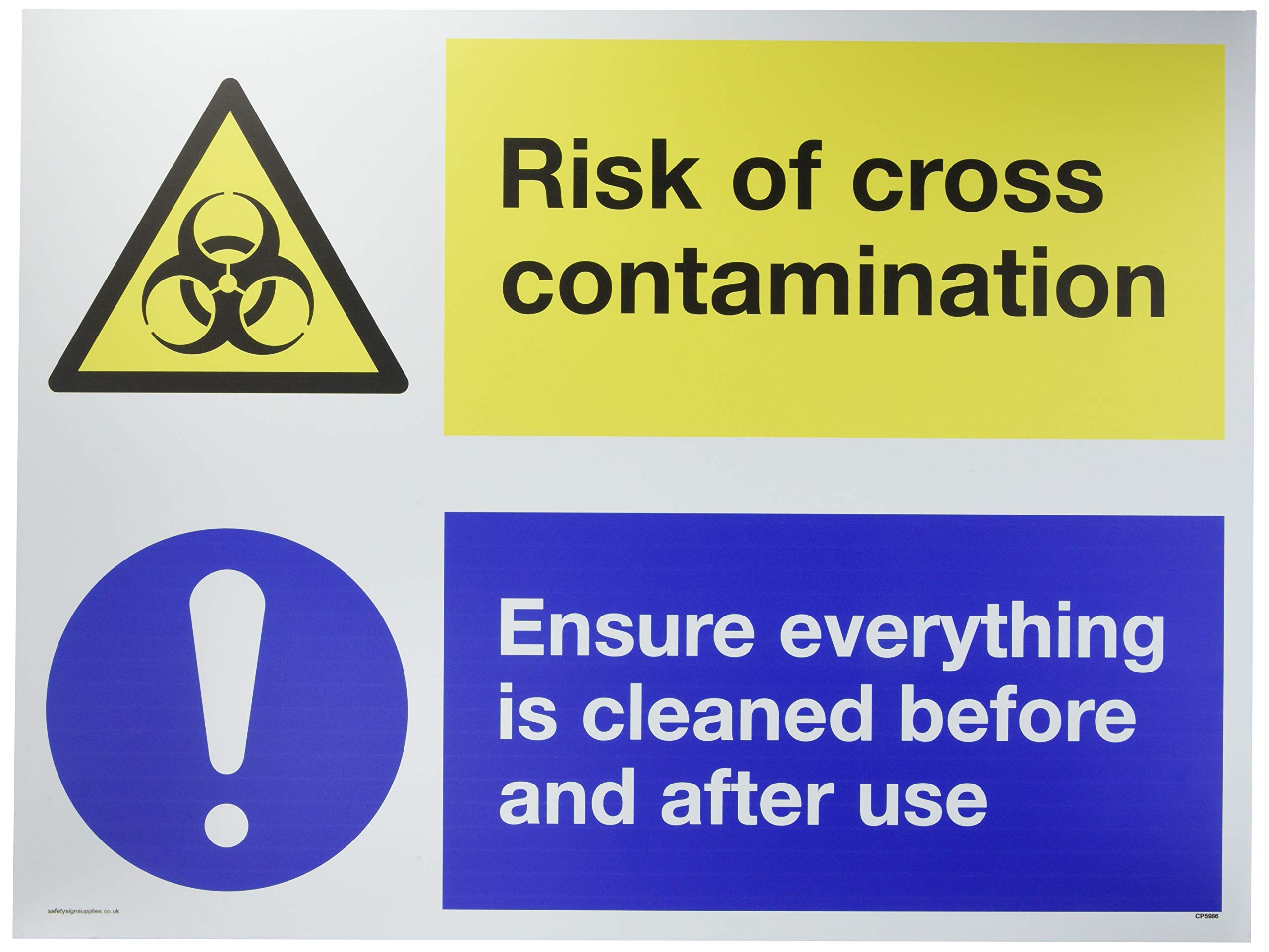 Dual sign Risk of cross contamination Ensure everything is cleaned before and after use