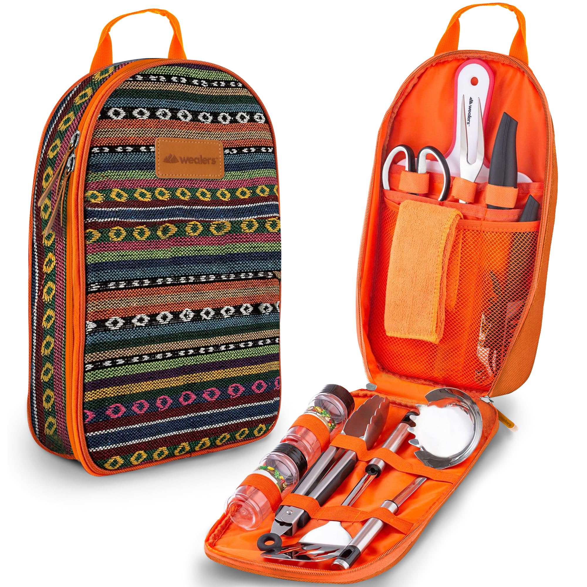 Photo 1 of 12 Piece Camp Kitchen Cooking Utensil Set Travel Organizer Grill Accessories Portable Compact Gear for Backpacking BBQ Camping Hiking Travel Cookware Kit Water Resistant Case (Orange)