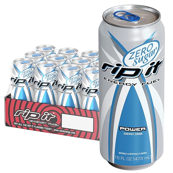 RIP-IT ENERGY DRINK | POWER ZERO SUGAR | SHARP CITRUS FLAVOR | 12-PACK (16OZ CANS) | 160MG CAFFEINE | SUGAR FREE | NO CRASH | HARDCORE ENERGY THAT RIPS!