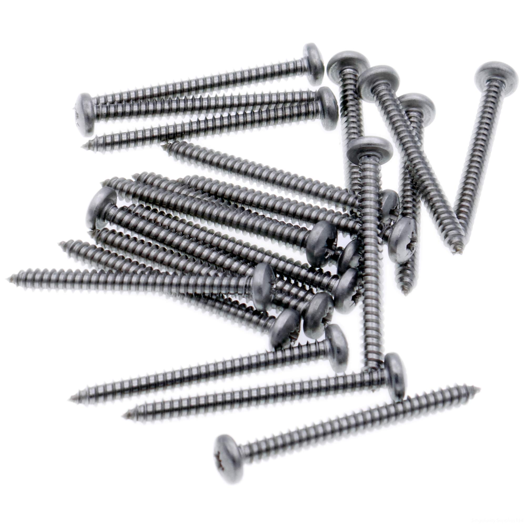 No.12 x 1 (5.5mm x 25mm) Pozi Pan Self-Tapping Screw - Stainless Steel (A2) (Pack of 20)