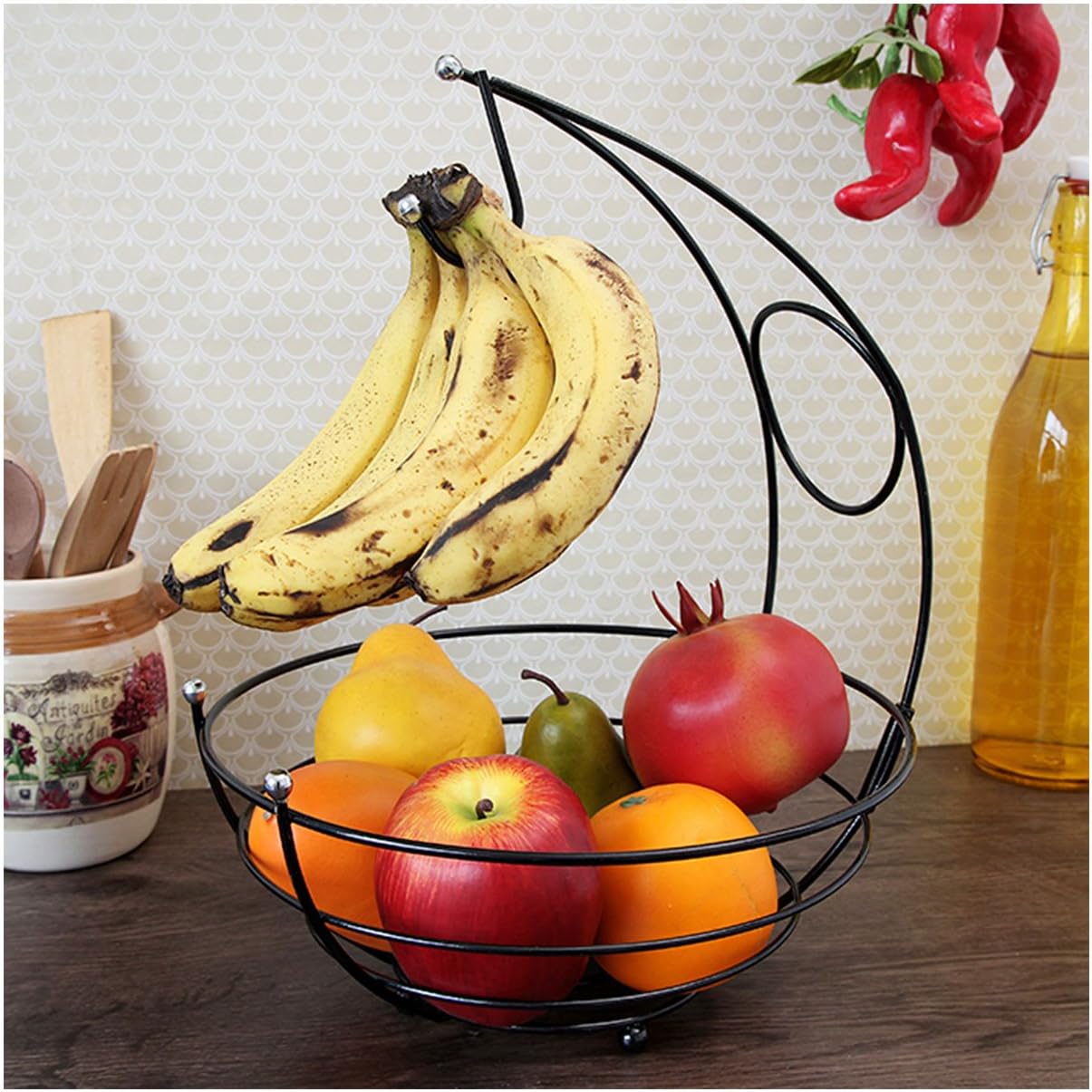 Disha Powder Coated Fruit Basket, 10X10X13.7, Black