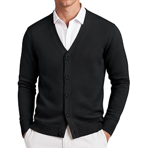 COOFANDY Mens Cardigan Sweater Long Sleeve Lightweight V Neck Knit Cardigan | Button Down, Knitted, Light Weight, Ribbed Hem,