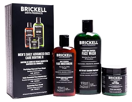 Brickell Men's Daily Advanced Face Care Routine II, Activated Charcoal Facial Cleanser, Face Scrub, Face Moisturizer Lotion, Natural and Organic, Scented best men's skincare sets Brickell Men's Daily Advanced Face Care Routine II, Activated Charcoal Facial Cleanser, Face Scrub, Face Moisturizer Lotion, Natural and Organic, Scented best men's skincare sets