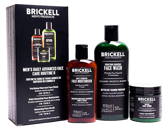 Download Amazon Com Brickell Men S Daily Advanced Face Care Routine Ii Activated Charcoal Facial Cleanser Face Scrub Face Moisturizer Lotion Natural And Organic Scented Beauty PSD Mockup Templates