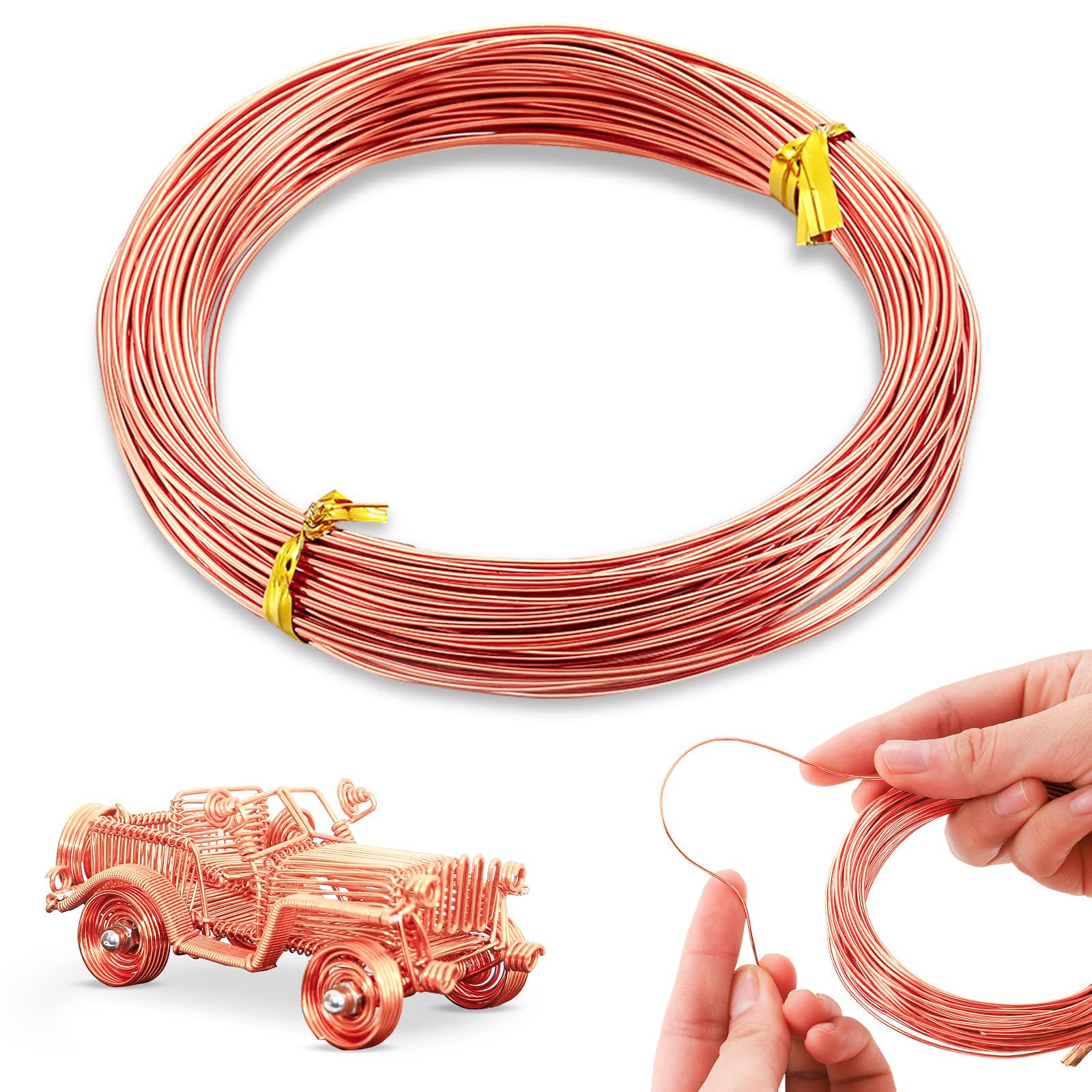 POPOYU Craft Wire Aluminum 18 Gauge 1mm,165 Feet Rose Gold Florist Wire Floral Wires,Metal Modelling Wire ArmatureWire for Jewellery Making,Stainless SteelWire for Craft,Floral,Jewellery Making