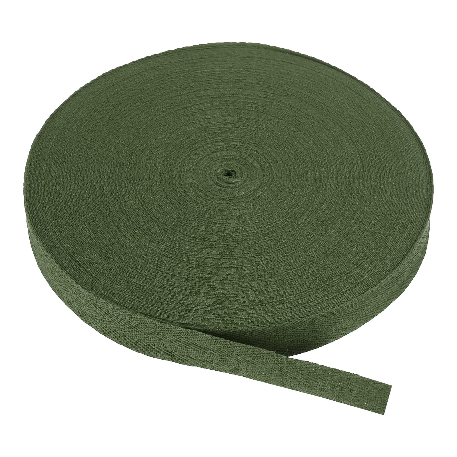 PATIKIL Cotton Twill Tape 20mm(3/4 Inch) 50 Yards Cotton Ribbon Bias Binding Tape Herringbone Webbing Trim for Sewing Gift Wrapping Craft DIY Army Green — image 1