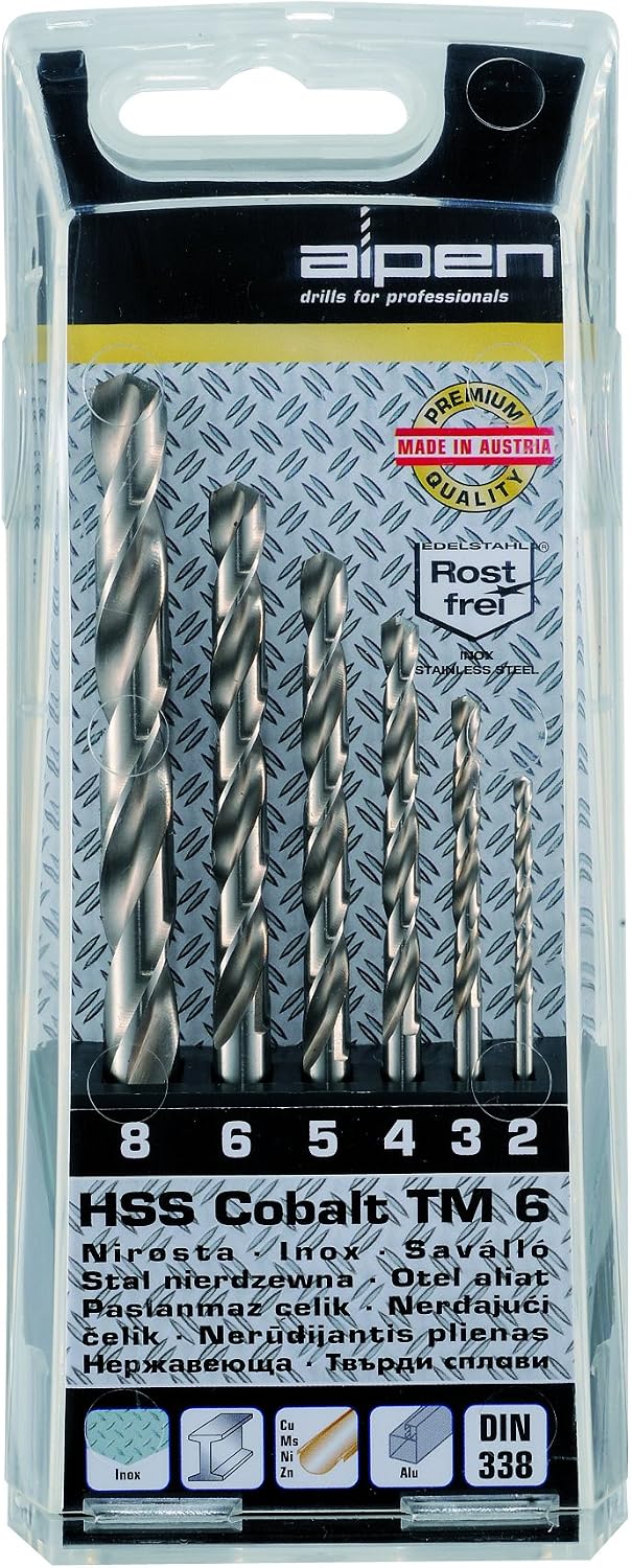 Alpen 100606100 HSS-ECO TM Jobber Drills, Grey, 2/3/4/5/6/8 mm, Set of 6 Pieces