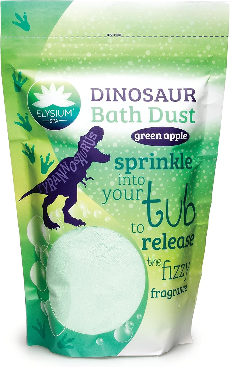 ELYSIUM SPA Dinosaur Bath Dust Green Apple 400g Fizzing Bath Salt