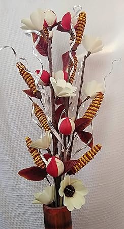 Bunch of Handmade Dry Palm Leaf Flowers and Dry Palm Leaves Filler, 60cm Bunch