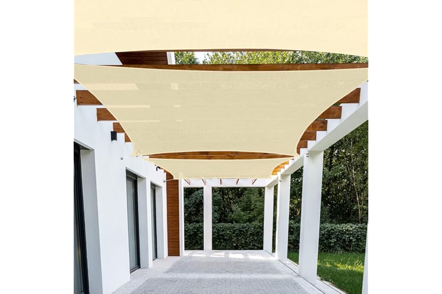 Patio Paradise 8' x 8' Sun Shade Sail Rectangle Canopy Patio Cover Sunlight Block Awning Heavy Duty Commercial Grade for Backyard Lawn Garden Outdoor Activities, Beige