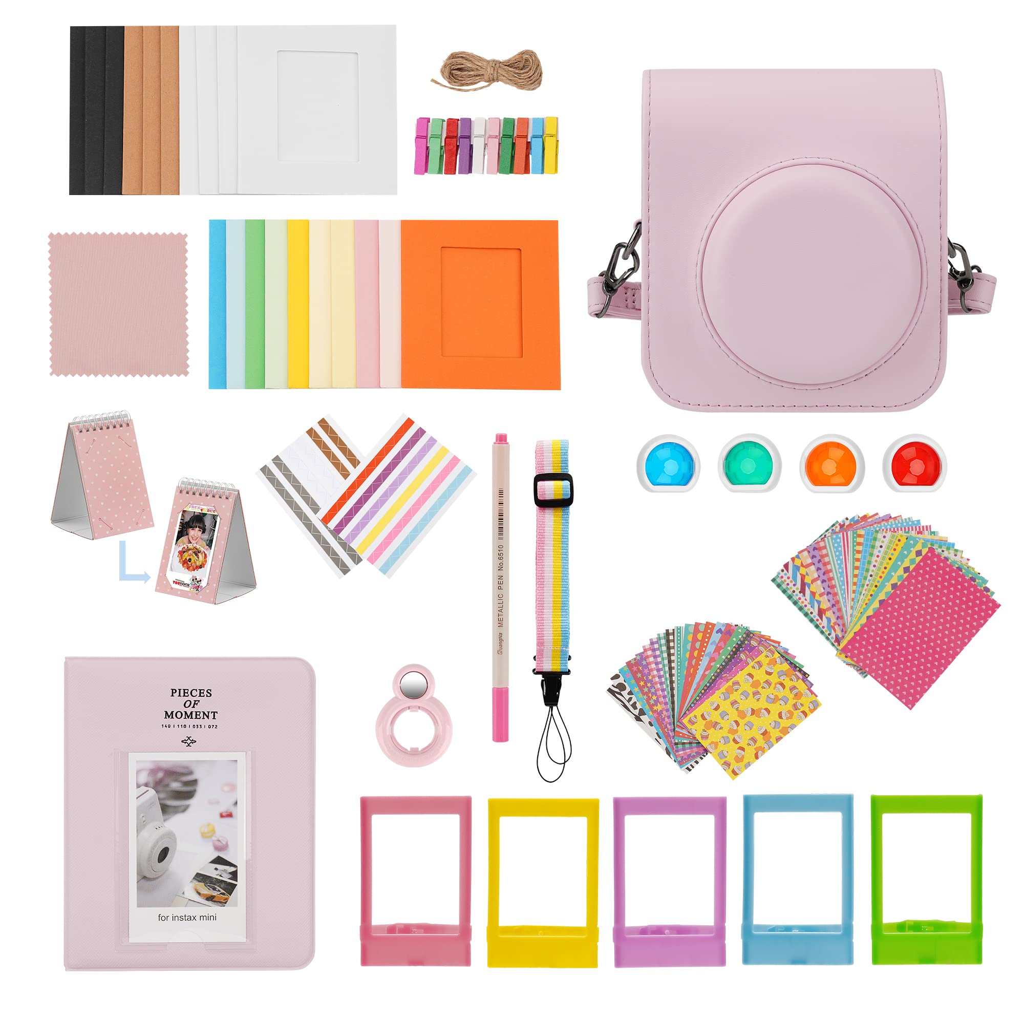 ZUIKAKU15 in 1 Mini 12 Accessories Compatible with Fujifilm Instax Mini 12 Instant Film Camera (Pink)