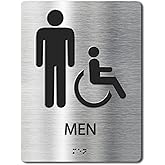 ADA-Mark Modern Restroom Sign for Business - ADA Compliant Braille Bathroom Sign with Easy Installation - 6" W x 8" H