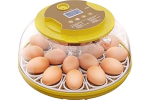 ENOVN 18 Egg Incubator with Automatic Egg Turning - Hatching Unit with Digital Control & Built-in Candler - Incubation System with 2 Hatcher Trays for Chicken, Duck, Goose, Quail, Parrot Eggs - Yellow