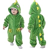 TONWHAR Dinosaur Costume for Toddler Boys & Girls, Cute Baby Animal Romper Halloween Dress Up Onesie(2-3 Months,Green)