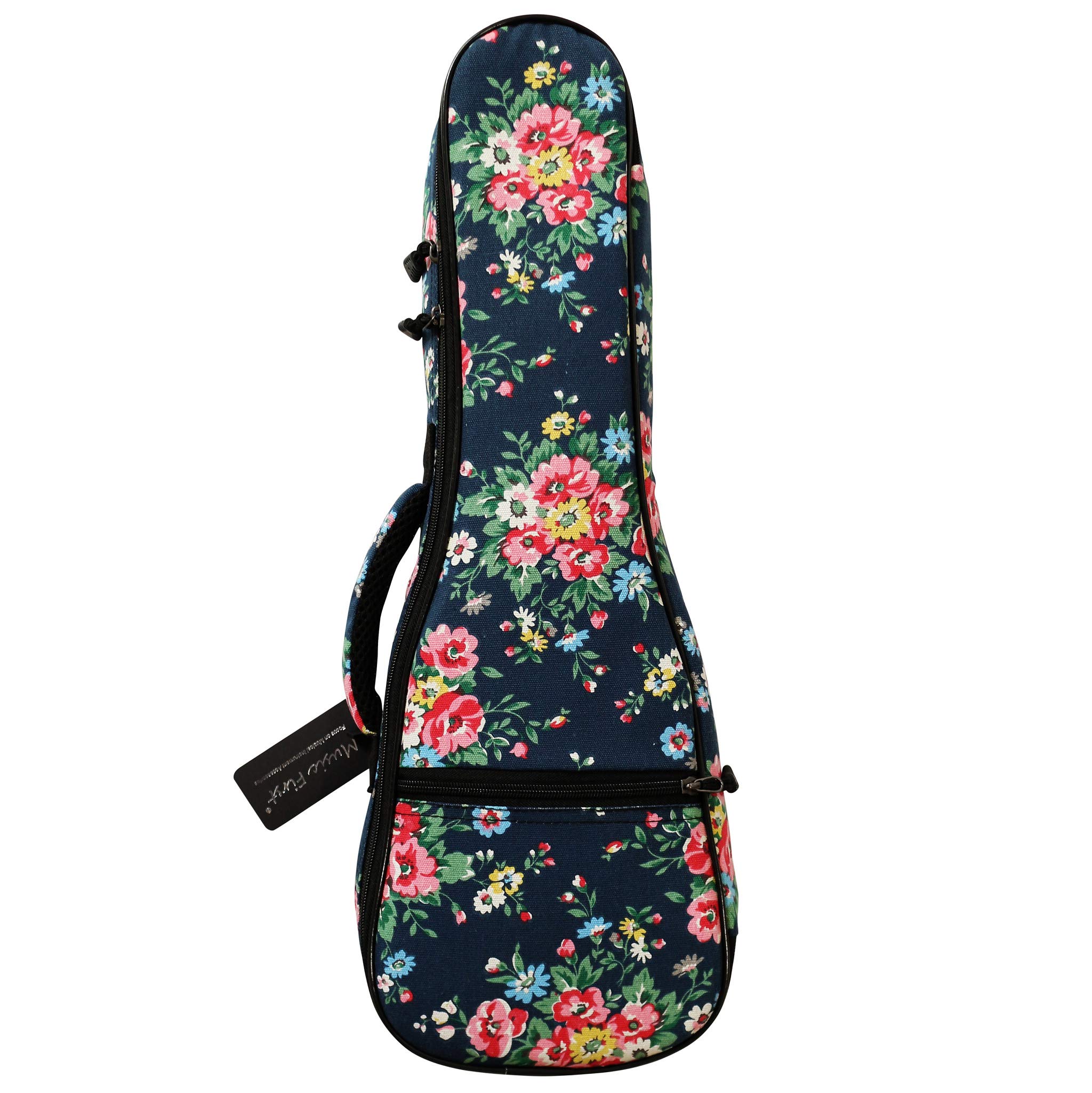 Music First Original Desgin, Canvas Dark Night Garden Floral Concert Ukulele Case, Ukulele Bag, Ukulele Backpack(Fit for 23~24 inch Concert Ukulele)