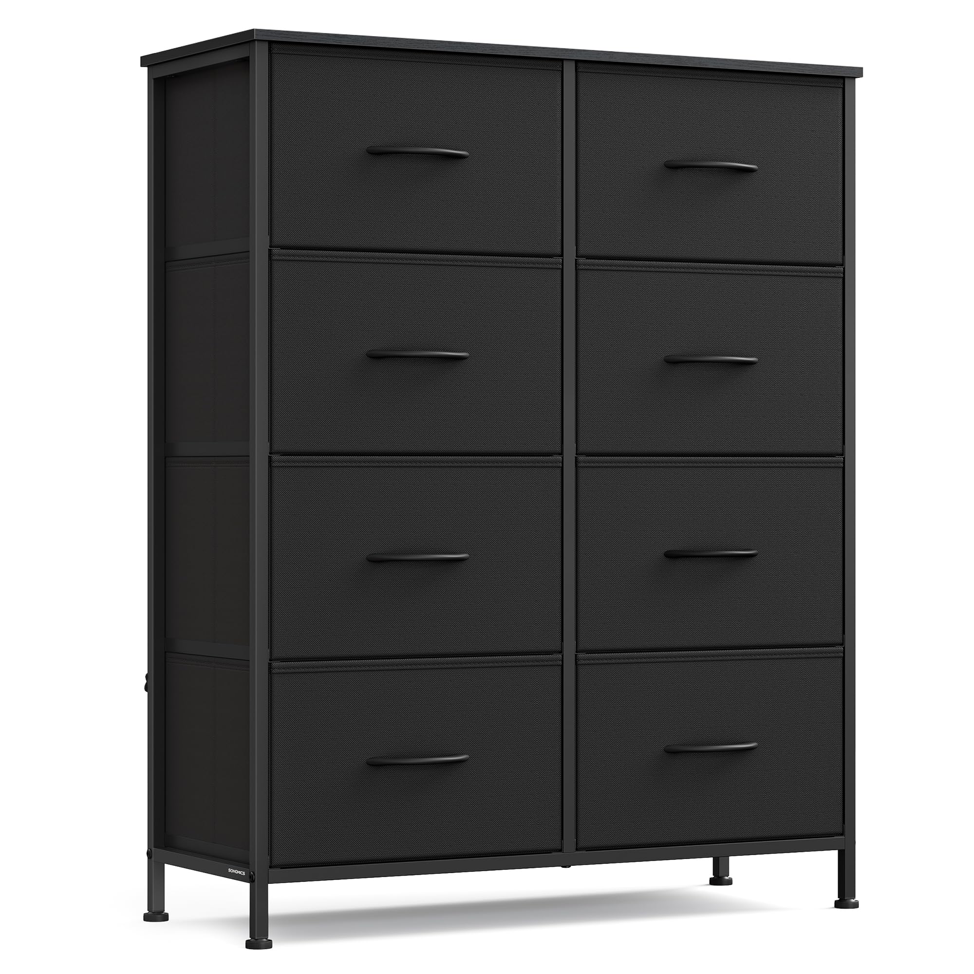 SONGMICS BELLAH Collection - Dresser for Bedroom, Chest of Drawers, Storage Organizer Unit, Closet, Entryway, Steel, 8 Drawers, Modern, Ebony Black ULGS124B01S