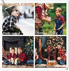 OCHENTA Boys' Button Down Red Flannel Shirt for Big