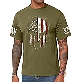 KESIHAN Men's USA Flag Graphic T Shirts American Spartan Patriotic Shirts for Men Punisher Shirt