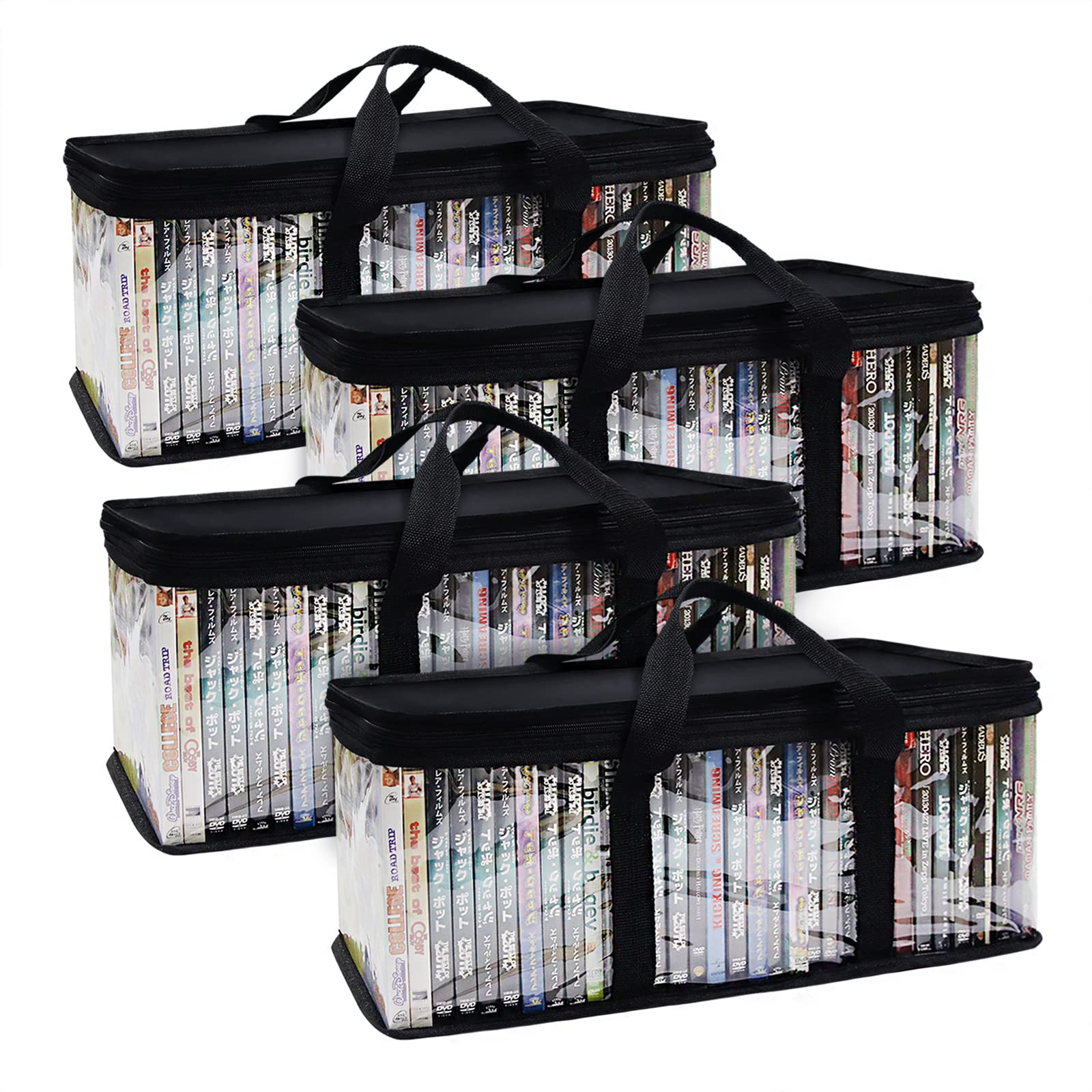 4 Pack DVD Case Storage Bags CD Holders Storage Cases DVD BluRay PS4 Video Games for Media Storage Organization