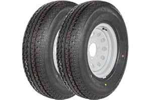 2PK Autocessking ST225/75R15 Radial Trailer Tire with 15" White Wheel - 6 on 5-1/2" - Load Range E