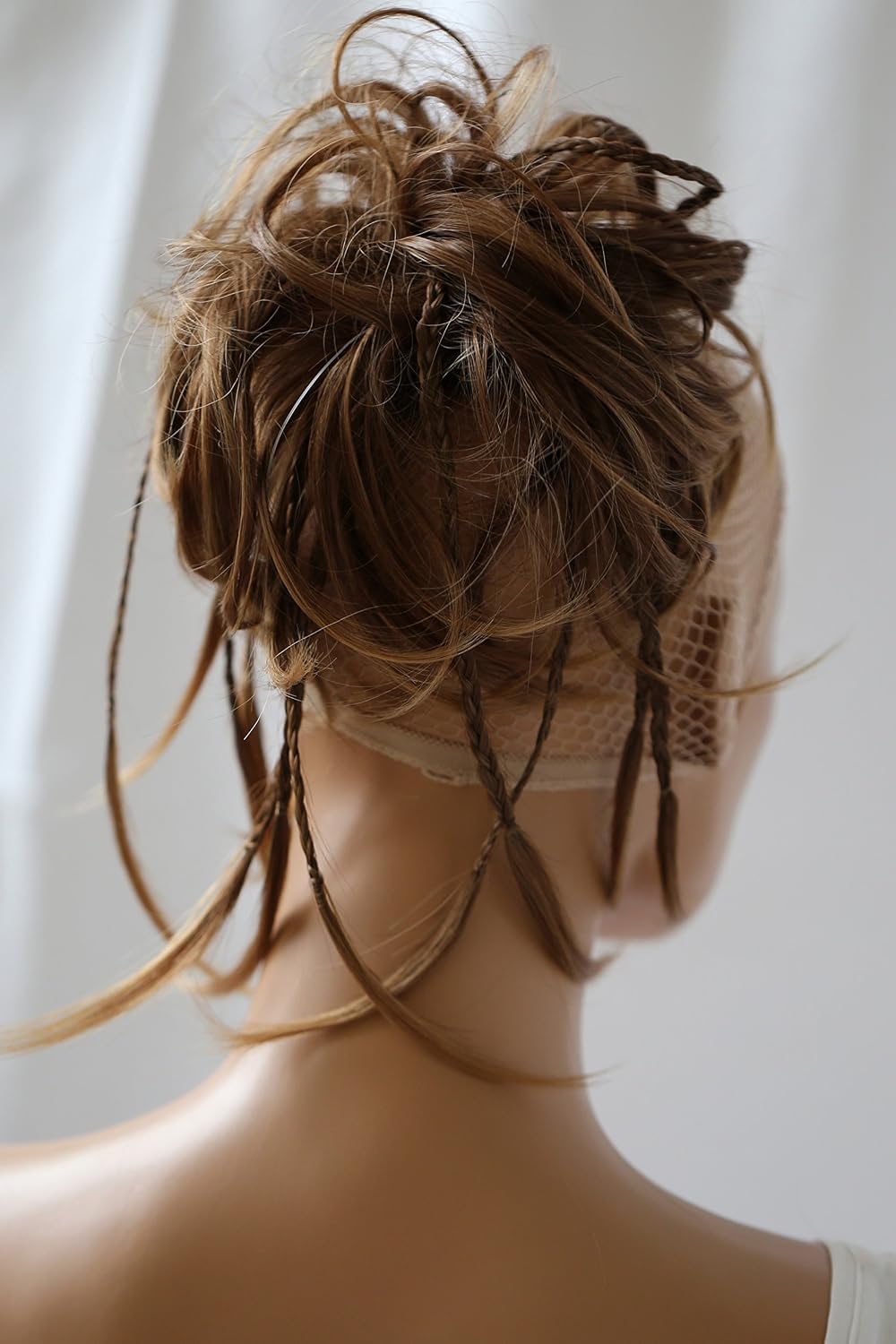CAISHA XXL Scrunchie Messy Bun Hairpiece Braided Updo Slightly Wavy Voluminous Brown Mix G6D, Coffee, 17 x 2 cm - Image 4