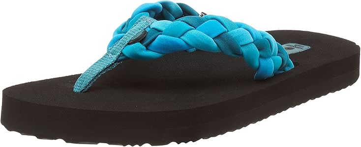 Amazon.com | Teva Women's Braided Mush Flip Flop, Aqua, 5 M | Flip-Flops