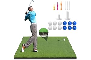 HECCEON Golf Mat, Golf Hitting Mat Practice Outdoor | Indoor Golf Simulator Real Feel Green Golf Mats | 18MM Thickened & Durable | Comes with Tees & Balls | Nice Golf Gift for Golf Lovers Beginner