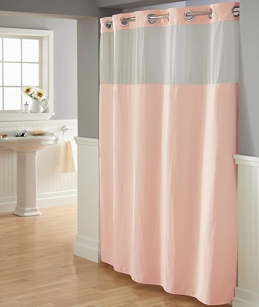 Amazon Com Hookless Waffle Shower Curtain With Fabric Liner
