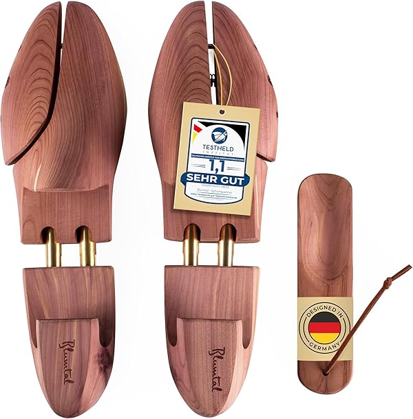 Blumtal TESTSIEGER Premium Schuhspanner Zedernholz - Schuhspanner Herren und Damen inkl. Schuhlöffel - Schuhdehner ergonomisch - Schuhweiter - Shoe Stretcher pflegend und geruchsbindend - Größen 38-47