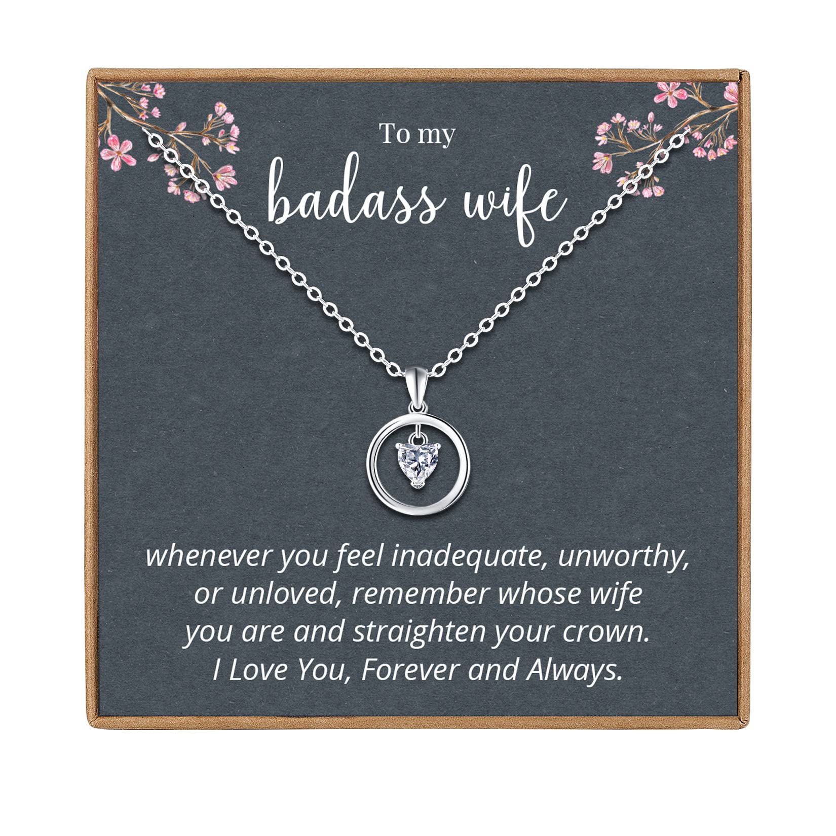 通用 to My Wife Necklace from Husband, Badass Wife Birthday, Gifts for Wife, Necklace valentines day gifts for her