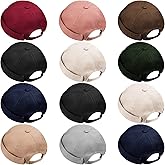 Vabean 12 Pieces Brimless Hat Docker Cap Adjustable Skull Caps for Men Women Rolled Cuff Brimless Beanie Hat, Assorted Color