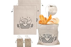 SNAIL GARDEN Reusable Bread Bags - with 2 Pack Moisture Absorbers Bag, 17x14" Linen Bread Bags with TPU Inner Liner & 2 Fresh