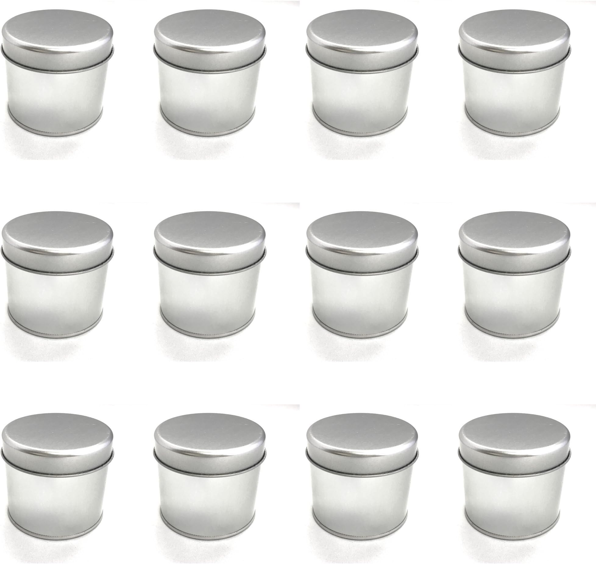 12 Pack- Tin Cans, Large (8 oz) – 3” x 2.6” – For Creams, Crafts, Storing Spices and Candy