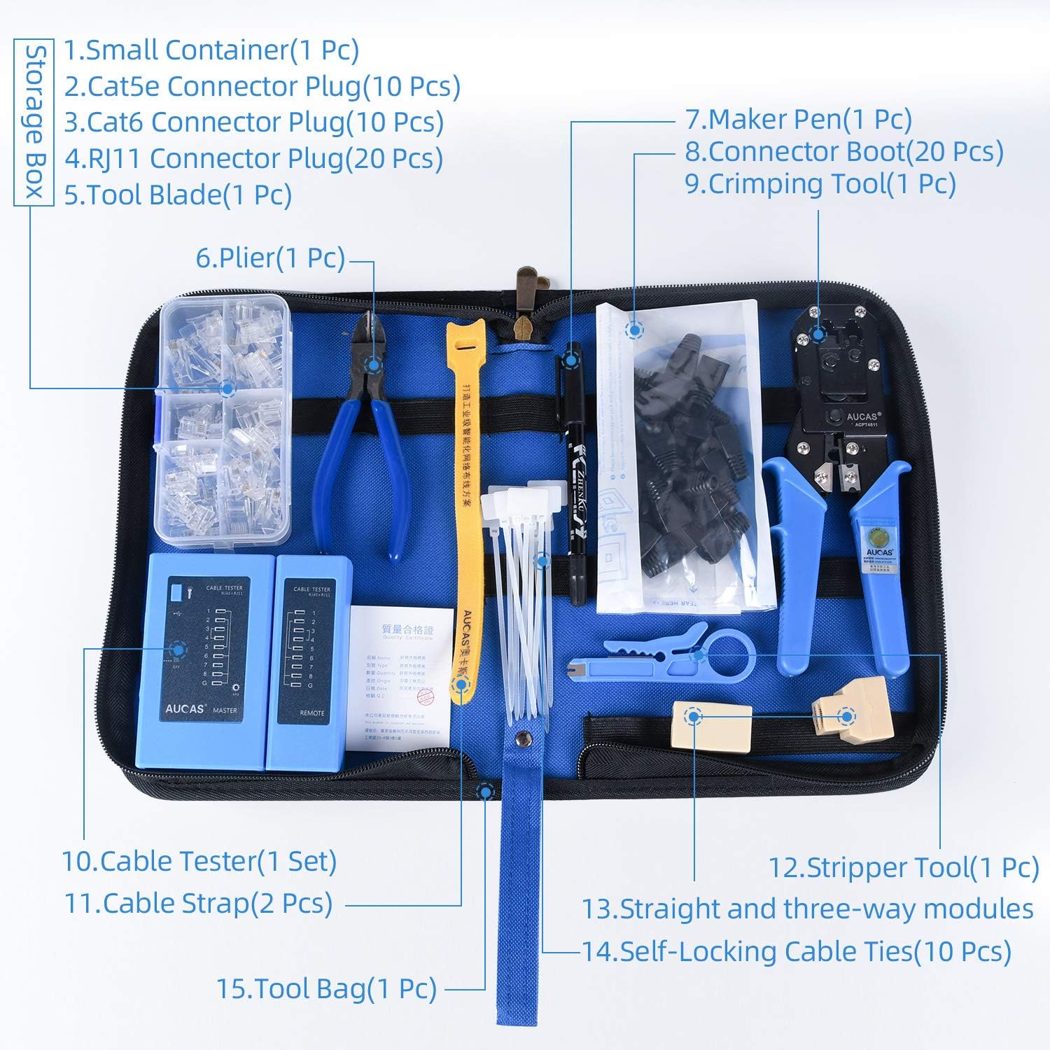 Cable Tool Set Kit RJ11/RJ45 Cable Crimping Cat6/Cat5 Crimper