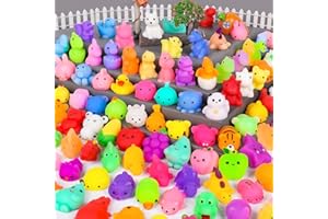 HINZER 130PCS Mochi Squishy Toys Party Favors Kids Kawaii Mini Squishies Animals Bulk Classroom Prizes Stress Relief Toy Christmas Stocking Stuffers Easter Egg Fillers Birthday Gifts Girls Boys Random