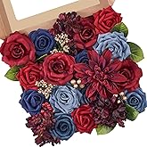 Serwalin Artificial Flowers Fake Cake Flowers Burgundy Navy Dahlia Flowers Box Set for DIY Wedding Bouquets Centerpieces Arrangements Party Baby Shower Home Decor