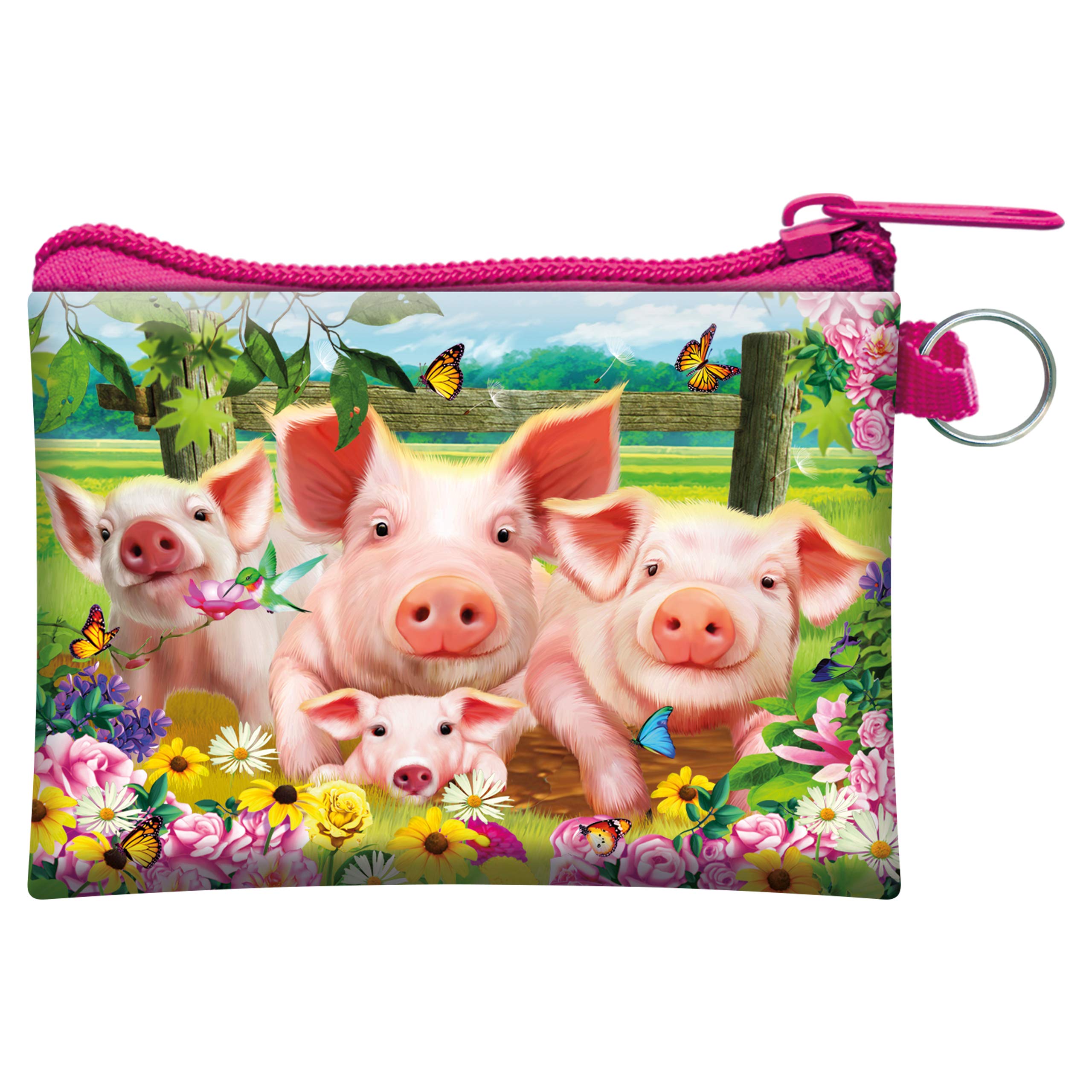 3D LiveLife Coin Purse – Pig Pen from Deluxebase. Lenticular Farm Themed Wallet Featuring Secure Zip, Compact Design for Cash and Card Storage. Perfect Animal Gift.