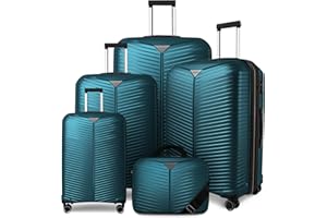 LEAVES KING LARVENDER Luggage Sets 5 Piece, Expandable(Only 24"&28") PP Suitcase with Spinner Wheels, Durable Luggage Sets Clearance Carry On Luggage Suitcase Set For Women Men, Dark Green