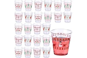 Funtery 24 Pcs Christmas Ugly Sweater Plastic Shot Glasses 1.7 oz Disposable Mini Christmas Shot Cups Bulk Xmas Tree Reindeer Gingerbread Snowman Drinking Cups for Holiday Party Supplies Decoration