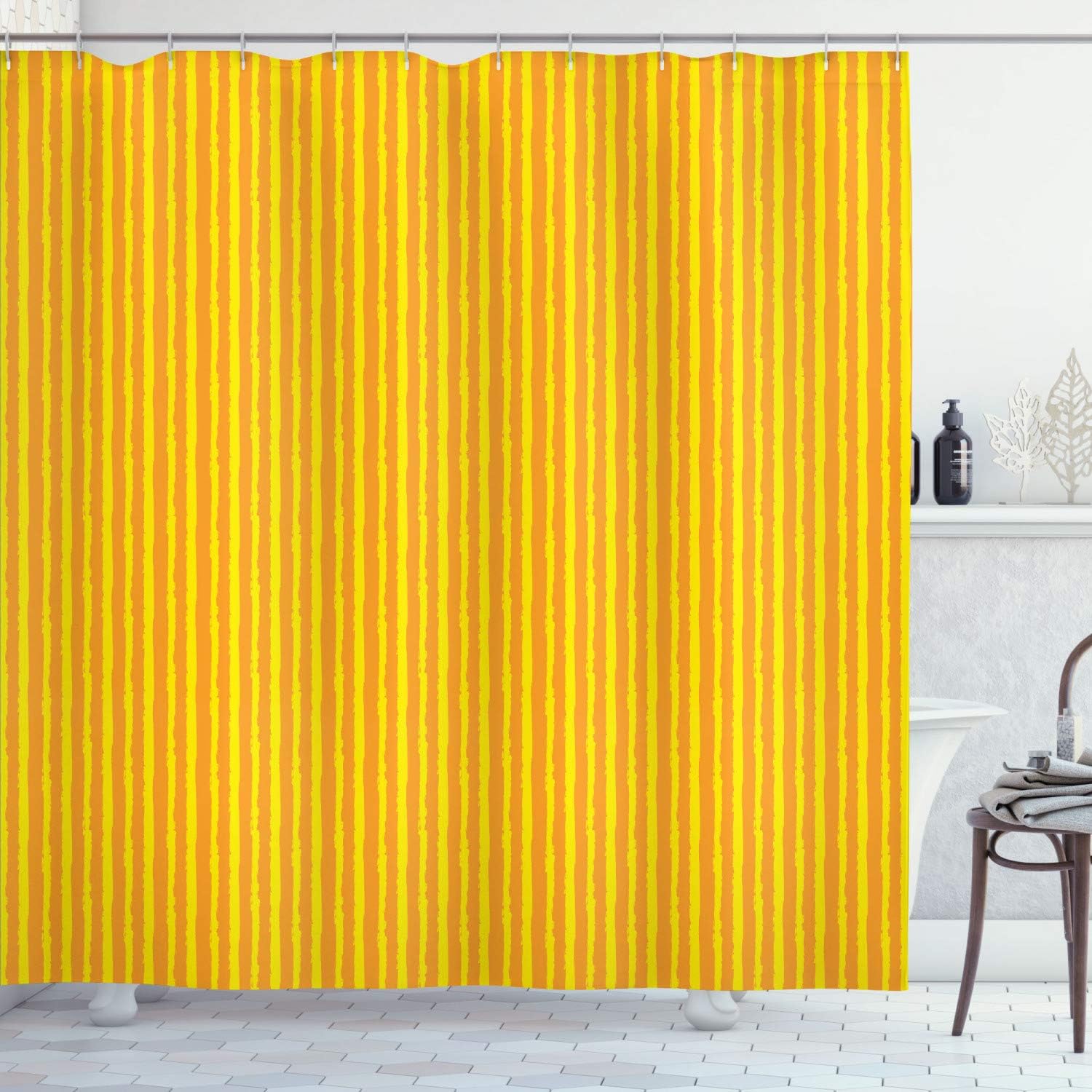 Ambesonne Orange Shower Curtain, Abstract Grungy Brush