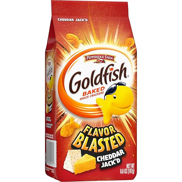 GOLDFISH FLAVOR BLASTED CHEDDAR JACK’D CRACKERS, SNACK CRACKERS, 6.6 OZ BAG