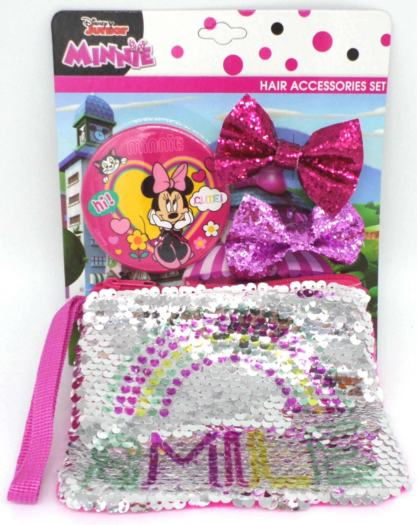 TLD Disney Minnie Mouse Mirror Sequin Purse and Bow Set
