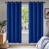 Deconovo Blackout Curtains Eyelet Royal Blue Pair 140x175 cm Kids Room