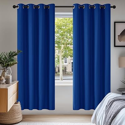 Deconovo Blackout Curtains Eyelet Royal Blue Pair 140x175 cm Kids Room