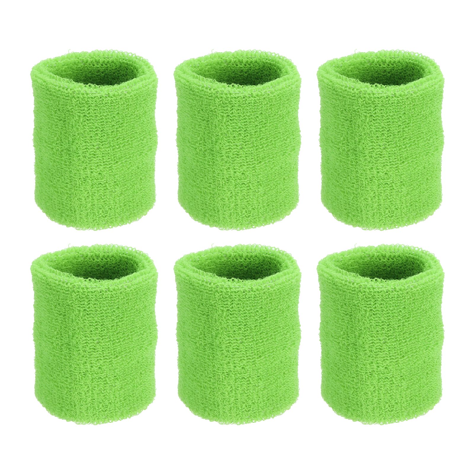 PATIKIL Sports Wristbands 8x10cm, 6 Pack Athletic Cotton Terry Cloth Absorbent Wrist Sweatband for Tennis Basketball Working Out Running, Light Green