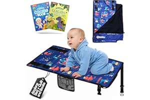 TEAMKO® Toddler Airplane Bed with Quilt + Color Educational Books | Portable Airplane Seat Extender for Kids, Essential Airplane Bed, Compact & Comfortable Travel Bed for Babies and Toddlers