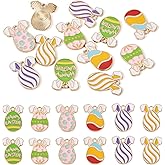 Boutigem 12Pcs Easter Charms Enamel Easter Egg Bunny Pendants Colorful Metal Alloy Charms 6 Styles 22x17x1.5mm for Bracelet Necklace Earring Jewelry Making