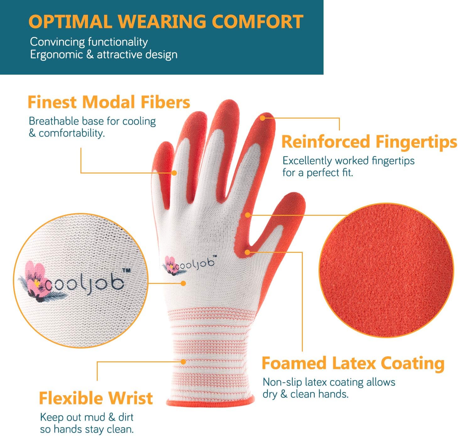 COOLJOB Gardening Gloves for Women, 6 Pairs Breathable Rubber Coated Garden Gloves, Outdoor Protective Work Gloves Medium Size fits Most, Red & Green (Half Dozen M) : Garden & Outdoor