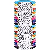 Taouzi 24Pcs 𝐉𝐞𝐬𝐮𝐬 𝐋𝐨𝐯𝐞𝐬 𝐘𝐨𝐮 Bracelets Bulk Handmade Clay Beads 𝐁𝐢𝐛𝐥𝐞 𝐕𝐞𝐫𝐬𝐞 Bracelets Christian Friendship Jewelry Xmas Gifts for Women