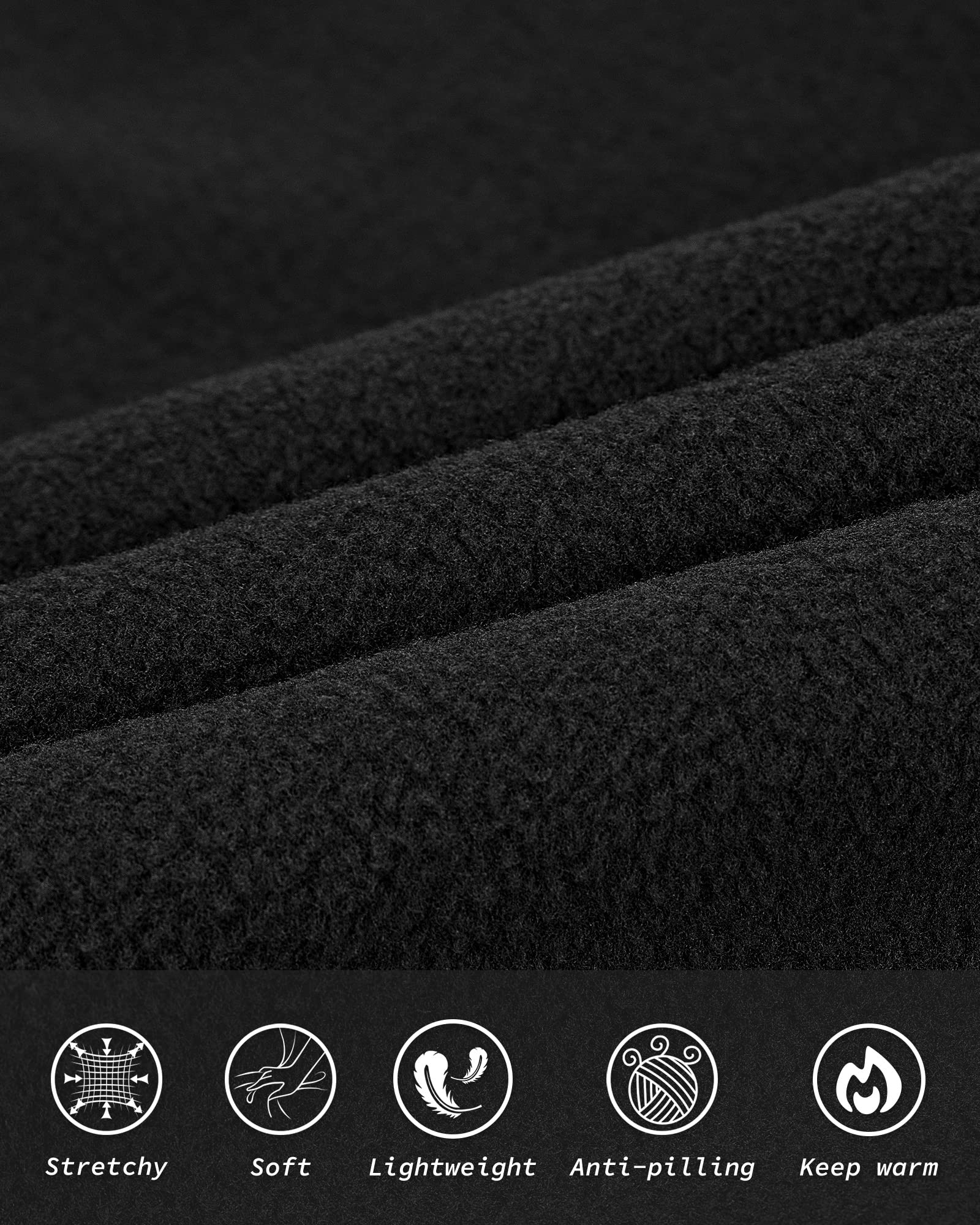 33,000ft Herren Fleece Weste Jacke Standkragen Ultraleicht Outdoor Ärmellose Fleecejacke Gilets Tops Fleeceweste Herren mit Taschen Reißverschluss (Schwarz,L) 3
